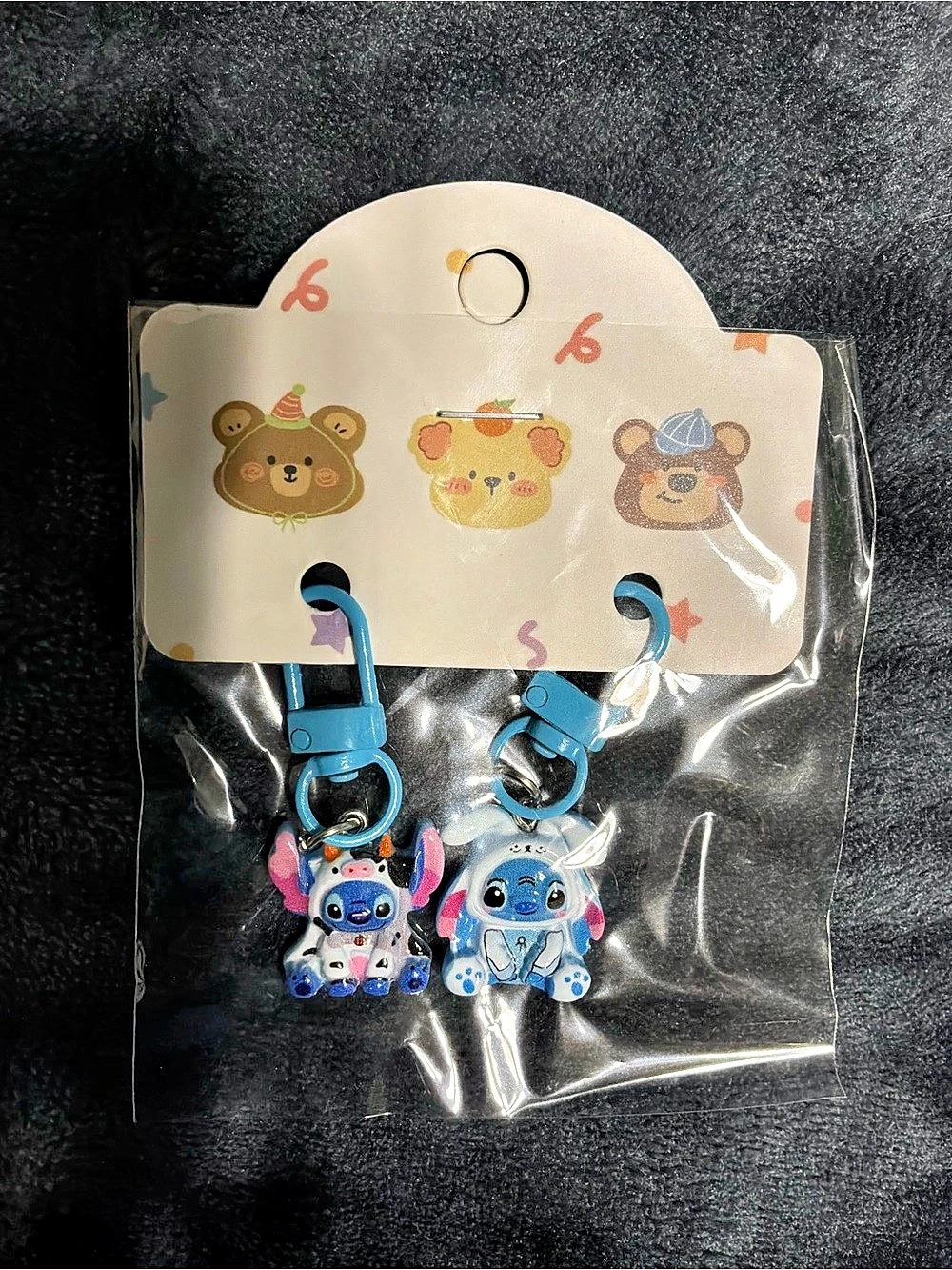 Disney Stitch in costume Kids Blue & Pink Zipper Pull Charm Clips